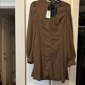 Vintage inspired pine green and burnt Orange Patterned Dress